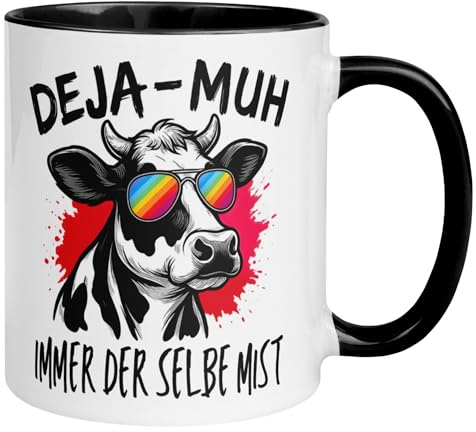 Tasse Kuh | Deja-Muh – Immer der selbe Mist | Lustiger Geschenk Becher für Landwirt Bauer Landwirtin | Geschenkidee Bauernhof & Landleben