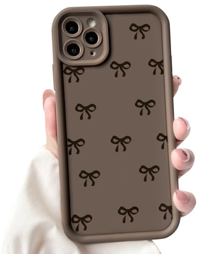 NITITOP for iPhone 11 Pro Case Cute Bow Ribbon Design - Brown | for Women Girls, Aesthetic Bowknot Design, Soft TPU Shockproof Cover, Full Camera Protection