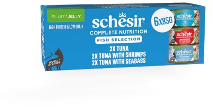 Schesir, Variety Pack, Vollwertiges Nassfutter Für Katzen, In Gelee, Mit Zugesetzten Vitaminen, 100% Natürliche Filets, 6 Dosen À 85G