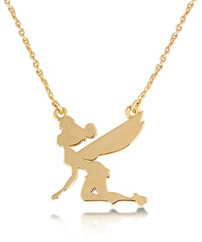 Disney Couture Collier plaqué or classique avec pendentif Fée Clochette