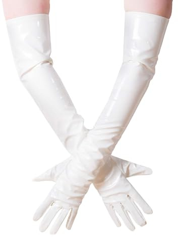 Honour Female Women Fashion White Opera Like PVC Long Gloves in Four Sizes