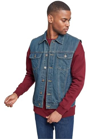 Urban Classics Denim Vest Gilet Denimblue, Blue, XXL