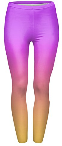 Damen-Leggings, ganzheitlicher Print, durchsichtig, sehr dehnbar, Gr. 34 / 36 / 38, für Workout / Fitness / Yoga / Joggen Gr. Einheitsgröße, Mehrfarbig - RAINBOW OMBRE