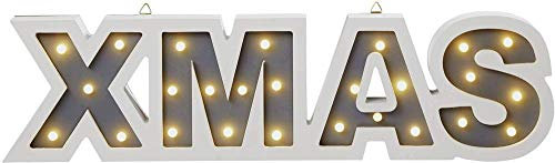 hellum 521719 Holz-Figur Xmas Warm-Weiß LED Weiß