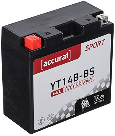 Accurat Motorradbatterie YT14B-BS - 12V, 12Ah, 190A, zyklenfest, wartungsfrei, Gel - Starterbatterie, Batterie in Erstausrüsterqualität für Rasentraktor, Roller, Motorrad, Quad