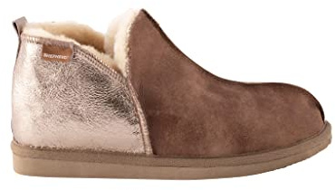 Shepherd of Sweden - Annie Sheepskin Slippers - Women - 100% Real Sheepskin - Comfort - Soft and Warm - Fluffy - Antique cognac/gold - 4 UK