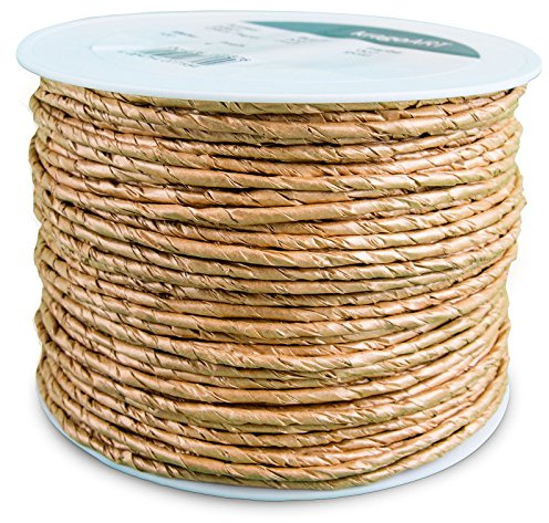 KragoART Crazy Paper 2 mm - 100 m Spindel, Papierkordel mit Drahtkern eignet Sich zum Basteln, Floristik, Dekorieren (Gold)