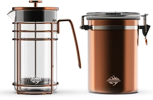 CrossCreek French Coffee Press Small Maker Manual Set Cafetera Tea Steel Filter Stainless Steel 34 Ounce/1 Liter 9917-C001-04