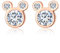 Shysnow Rose Gold Stud Earrings Silver Mouse with Cubic Zirconias for Womens Birthday Gift