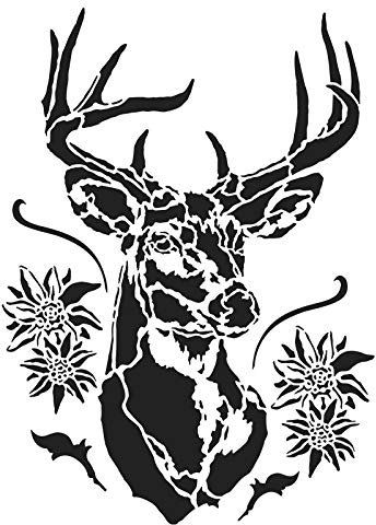 Ideen mit Herz Laser-Kunststoff-Schablone, DIN A4 | perfekt geeignet für Textilgestaltung, Wandgestaltung, Fenster, Papier, Scrapbooking, Kinder, Basteln, DIY (Hirsch)