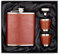 Jinsong hip flask 7 Oz Stainless Steel Hip Flask Gift Set with 2 Cups and Funnel, Brown Leather Cover, 100% Leak Proof, Food Grade Material