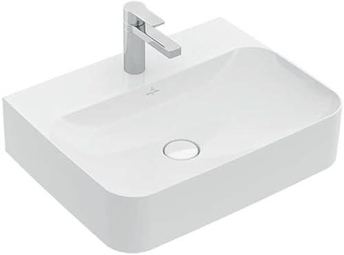 Villeroy&Boch Waschtisch Finion 4168 600x470mm 3L Arm mittl HL durchgest o ÜL Eckig Stone White C+