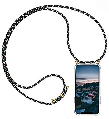 Verco Kordel Handyhülle für Mate 20 Pro, Handykette für Huawei Mate 20 Pro Hülle mit Band 2. Generation Case zum umhängen, Grün Camouflage