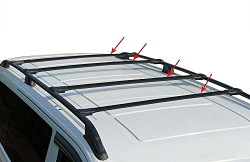 OMAC Dachträger Grundtäger kompatibel mit Renault Trafic 2014-2025 Aluminium 75kg Schwarz 4tlg Offene Reling für Fahrradträger, Dachboxen, Skiträger Abschließbar