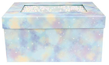 Emartbuy Geschenkbox, 28 x 18 x 13 cm, Blaues Pastell Box Mit Deckel Und Kugeln Dekoration