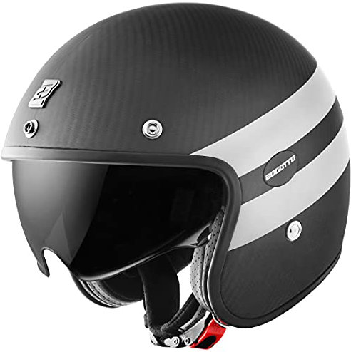 Bogotto V587 Crono Carbon Jethelm, schwarz matt/weiß, M