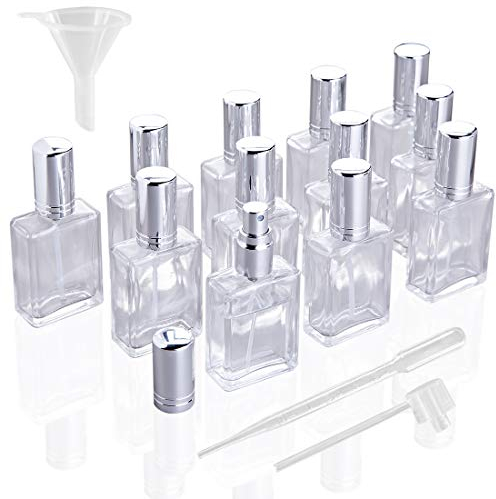 YU FENG 12 flaconi spray ricaricabili in vetro con imbuti, dispenser per profumi, profumi, lozioni, oli essenziali
