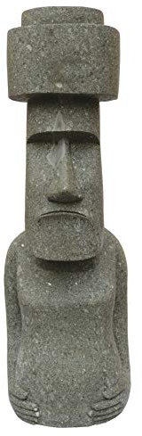 STONE art & more Moai, Rapa NUI, Osterinsel-Figur mit Körper und Hut, H 120 cm, Steinmetzarbeit aus Basanit, frostfest