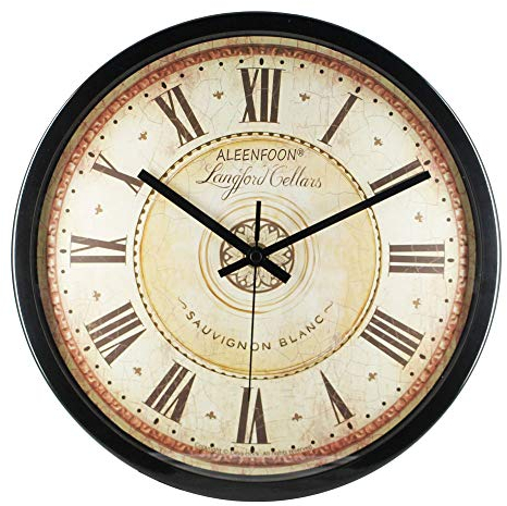 ALEENFOON Leise Vintage Retro Wanduhren aus Metall 30cm für Wohnzimmer Küche Ohne Tickgeräusche Innenuhr Nicht Tickende klassisch Wanduhren Hängende Uhr