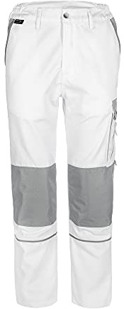 TMG | leichte Arbeitshose für Herren, lang, weiße Malerhose mit Kniepolster & Taschen, ideal für Sommer, robust | Gr. 52
