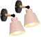 TOKIUS 2 Packs Appliques Murales Vintages Industrielles Plafonniers Luminaires E27 en Métal Réglable Lampe Murale Interieur Rétro pour Chambre Cuisine Restaurant (pas d'interrupteur, Rose)
