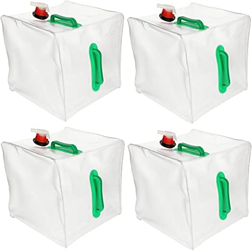 KOTARBAU® 4 x Bidones de Agua Plegable con Grifo 20 litros, Contenedor de Agua Plegable, Depósito portátil, 2 Asas de Transporte, Bidón garrafa con Grifo de vertido, Recipiente de Agua para Camping