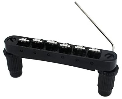 Guyker Guitar Tune-O-Matic Roller Saddle Bridge Replacement Part Compatible with Gibson Les Paul LP SG Style 6 String Electric Guitar - GM005, Black