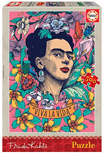 Educa - Puzzle 500 Teile für Erwachsene | Viva la Vida, Frida Kahlo, 500 Teile Puzzle für Erwachsene und Kinder ab 11 Jahren, Kunst (19251)