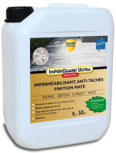 Guard Industrie ImperGuard Ultra Protection Suelo Mate - Impermeabilizante Efecto Mate - Suelo Poroso Piedra Hormigón Losa Pavimentada - Incolor- 5L Traite 50m²