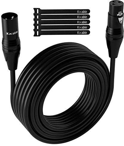 XLR Microphone Cable 75 Feet, 3 Pin Shielded Balanced Male to Female Mic Cord, Zinc Alloy Shells, OFC, Heavy-Duty Patch Cable for Amplifier, Speaker, Mixer with 5 Cable Ties