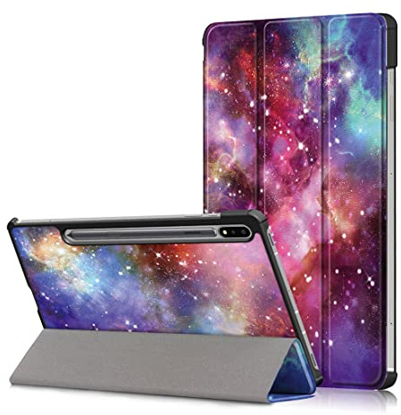 XFDSFDL® Protective Cover for Samsung Galaxy Tab S7 FE SM-T730/T733/736 (12.4 Inch) Ultra Thin PU Leather Flip Case Starry Sky Pattern with Built Stand Auto Wake/Sleep Holster Device Shell, 05