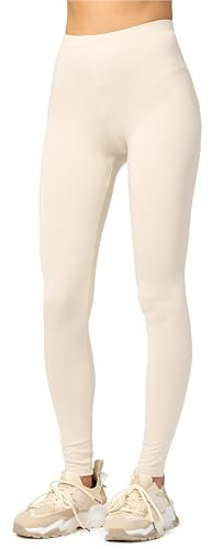 Merry Style Damen Lange Leggings aus Viskose MS10-143 (Ecru, XXL)
