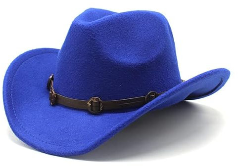 MYLPDZSW HHF Caps & Hüte Damenhut Jazzhut Western Cowboyhut Wollhut (Farbe : Blau)
