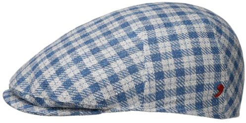 Alfonso D’Este Lerino Check Flatcap Schirmmütze Schiebermütze Seidencap Leinencap Herren - Made in Italy mit Schirm, Futter Sommer Frühling-Sommer