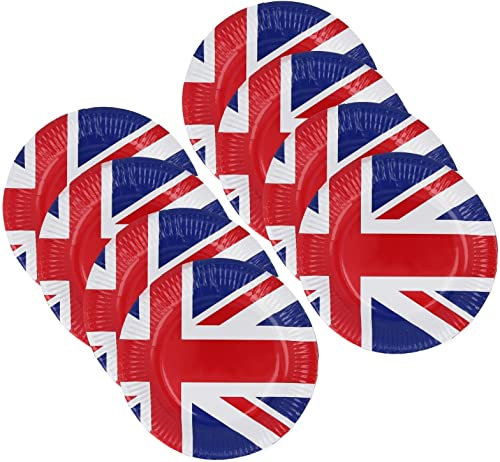 Quickdraw 48 x Union Jack Paper Plates – 9 Inch (23cm) Disposable Plates – VE Day Party Plate Bulk Pack – British Flag Party Supplies for VE Day 80th Anniversary