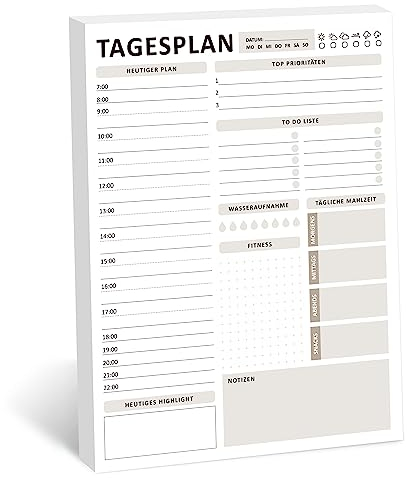 BIROYAL A4 Tagesplaner Block ohne festes Datum, 50 Seiten To Do Liste Block, Daily Planner, Home Office Gadgets, Büro Organisation, Tagesplaner Routine mit Übersicht&Habit-Tracker