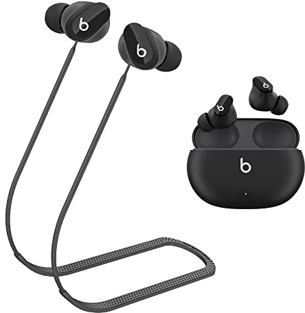 ULITIQ Compatible with Beats Studio Buds Strap, Sports Silicone Beats Earbuds Lanyard, Anti Lost Studio Buds Straps Accessories, Anti-Lost Neck Rope Cord Soft, Running Holder Connector, (Black)