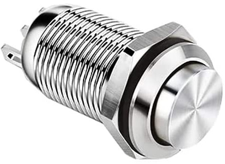 AUTOZOCO Interruptor de Botón Momentáneo Impermeable, Botón impermeable, Botón de contacto momentáneo, SPST NO 3A, Tamaño del orificio de montaje 12 mm, IP65, IK10, 3 pines