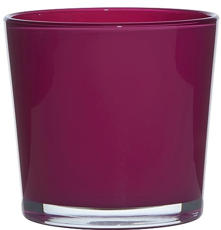 INNA-Glas Glasübertopf Alena, Magenta, 16 cm, Ø 17 cm - Deko Übertopf