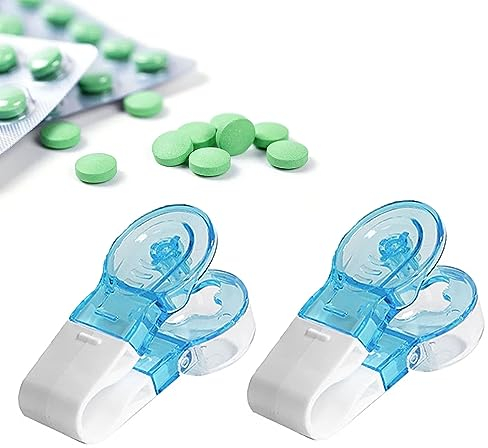 YEJAHY Engeliebe Mimi Tragbare Pillendose,Tragbarer Pillenöffner, Hilfsmittel, Pillenmacher, Splitter mit Aufbewahrungsbox, kein Kontakt, einfach herauszunehmen – 2 Stück