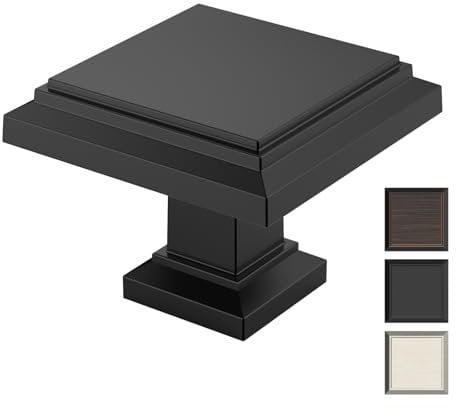9BUILD 10 Pack Matte Black Drawer Knobs Cabinet Knobs Cupboard Knobs Kitchen Door Knobs Zinc Alloy Dresser Knobs Single Hole Wardrobe Knobs, 50mm