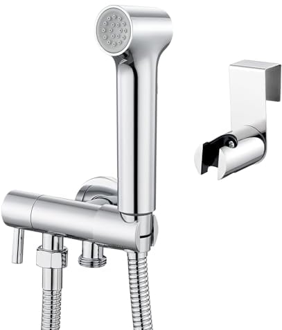 Faustina Bidé Ducha de Mano Conjunto de higiene personal para WC cuarto de baño, Grifo de Fijación con Pistola de Pulverización ajustable Bidé Ducha, montaje en pared de Latón cromado pulido