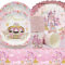Doyomtoy Prinzessin Partygeschirr,Rosa Schloss Party Geschirr Set Prinzessin Schloss Cartoon-Geschirr-Set Enthält Teller,Tassen,Servietten,Tischdecken für Mädchen Prinzessin Geburtstag 61 Stück