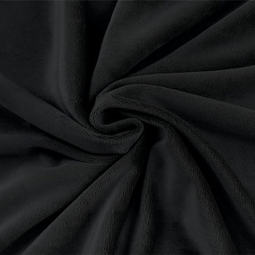 Textrend Microfaser-Plüsch - Minky-Glattes Stoff als Meterware - Stoff Shorty als Meterware in vielen Farben - Textilien 1x1.60m - Stoffe Meterware (Schwarz)