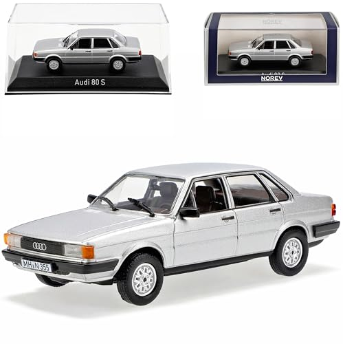 A*U*D*I 80 S B2 Limousine Silber 2. Generation 1978-1986 1/43 Norev Modell Auto mit individiuellem Wunschkennzeichen