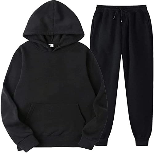 Trainingsanzug Set Sweatshirt Hoodie Sport Outfit Herren Partner Jogginganzug 2Er Für Paare Schwarz S