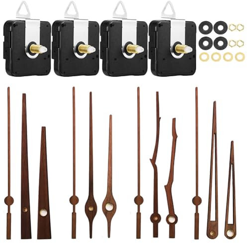 Asudaro 4 Stück Quarzuhr Uhrwerk Kit Stille Quarzuhr Uhrwerk Wanduhr Mechanismus Walnuss Holz Uhrzeiger Zubehör Uhr Bewegung Reparatur Teile Ersatz Bewegungs Mechanismus Schwarz
