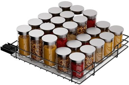 MAYZOLOP Gewürzregal Ausziehbar, Schrank Organizer Küche, Stehend, 27cm B x 27.2cm T x 6cm H