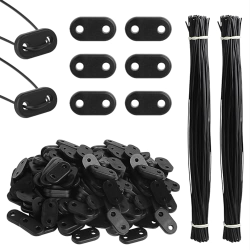 210 Sets Kit de Fixation de Clôture Brise-Vue de Confidentialité en PVC Résistants à Intempéries, Clips de Montage en PVC, avec 210 Attaches de Câble, pour Pelouse Clôtures Jardin (Noir)