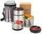 Lille Home Termo de 1500 ml, aislado al vacío, apilable, de acero inoxidable, térmica, para almuerzo/aperitivos, contenedor de 2 niveles con bolsa de almuerzo (Rojo)